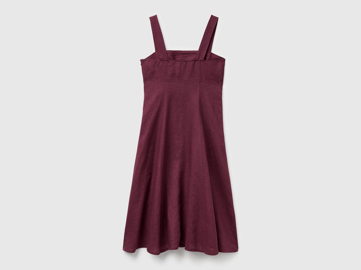 Vestito scollo quadrato in puro lino