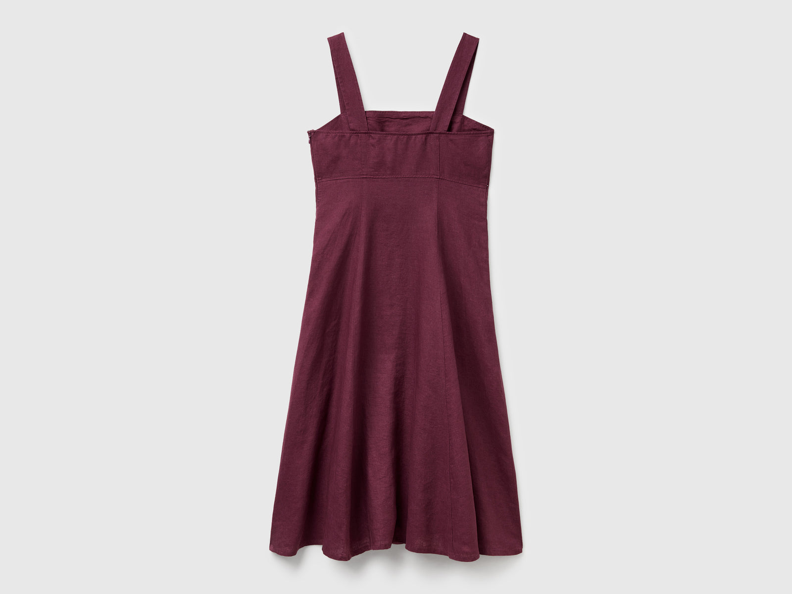 Vestito scollo quadrato in puro lino da donna prugna 2 | Benetton Outlet