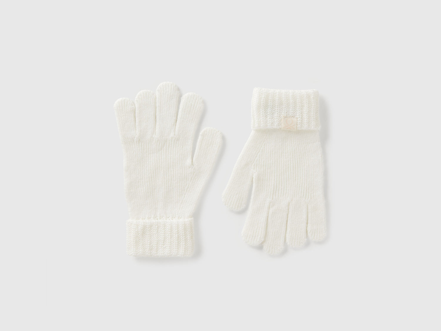 Guanti in maglia con logo da bambino bianco panna | Benetton Outlet