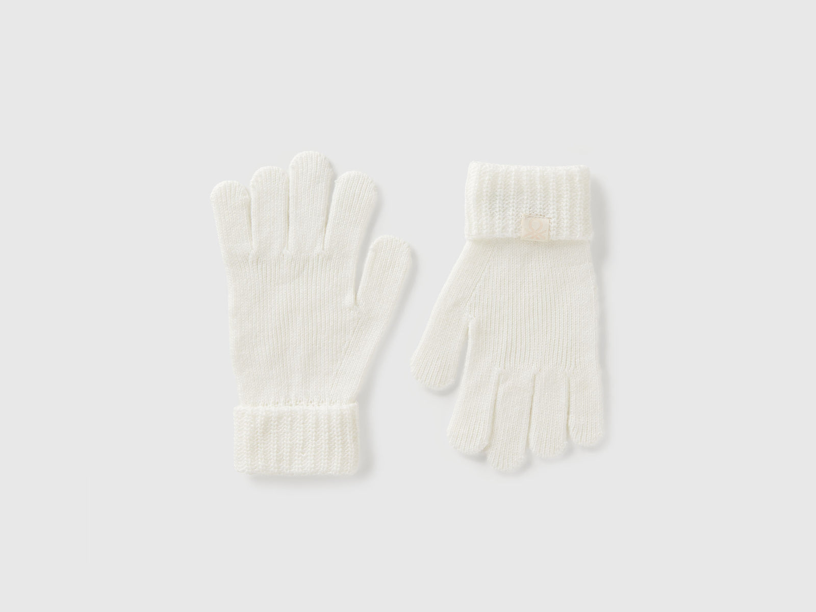 Guanti in maglia con logo da bambino bianco panna | Benetton Outlet