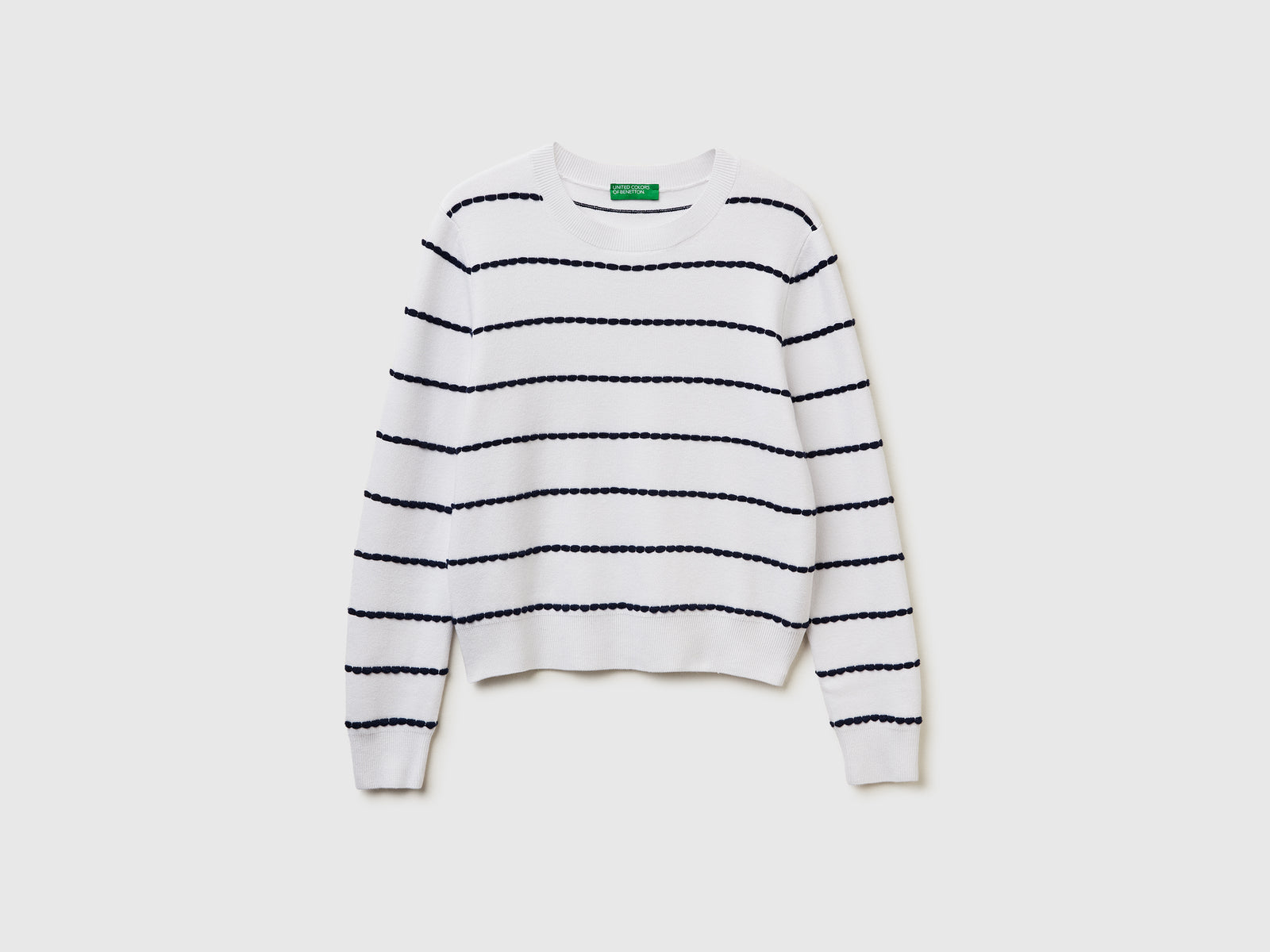 Maglia jacquard in misto viscosa da donna bianco panna | Benetton Outlet