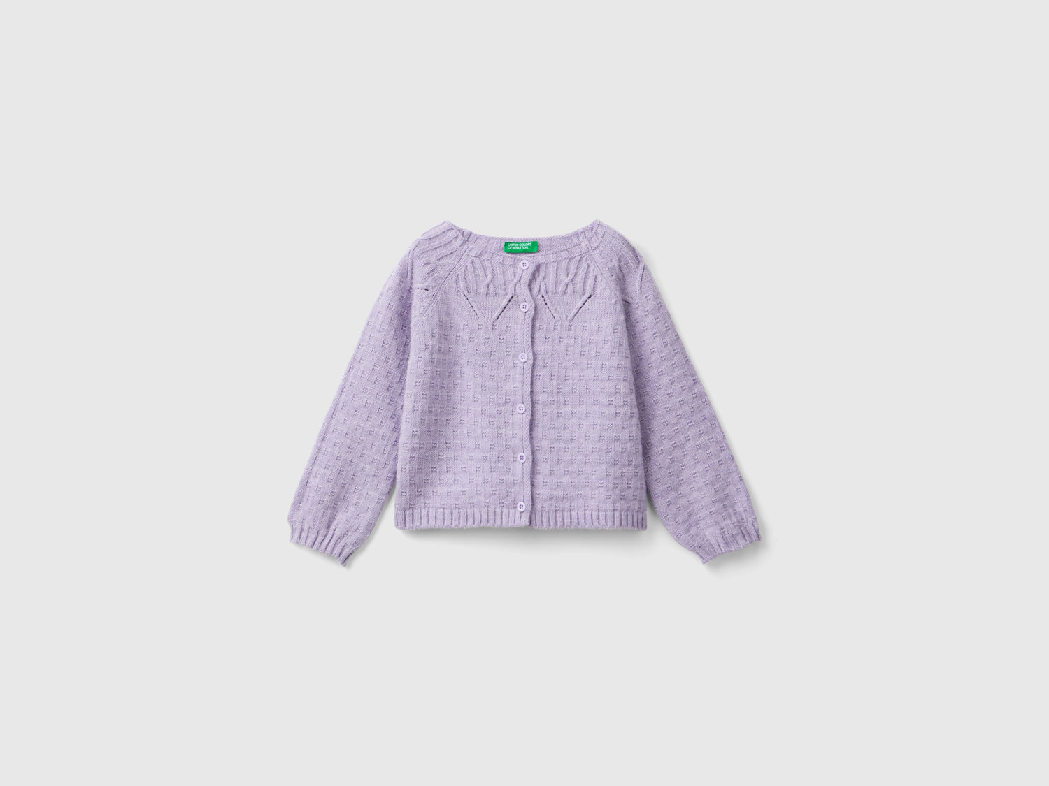 Cardigan with openwork details da bimba lilla | Benetton Outlet