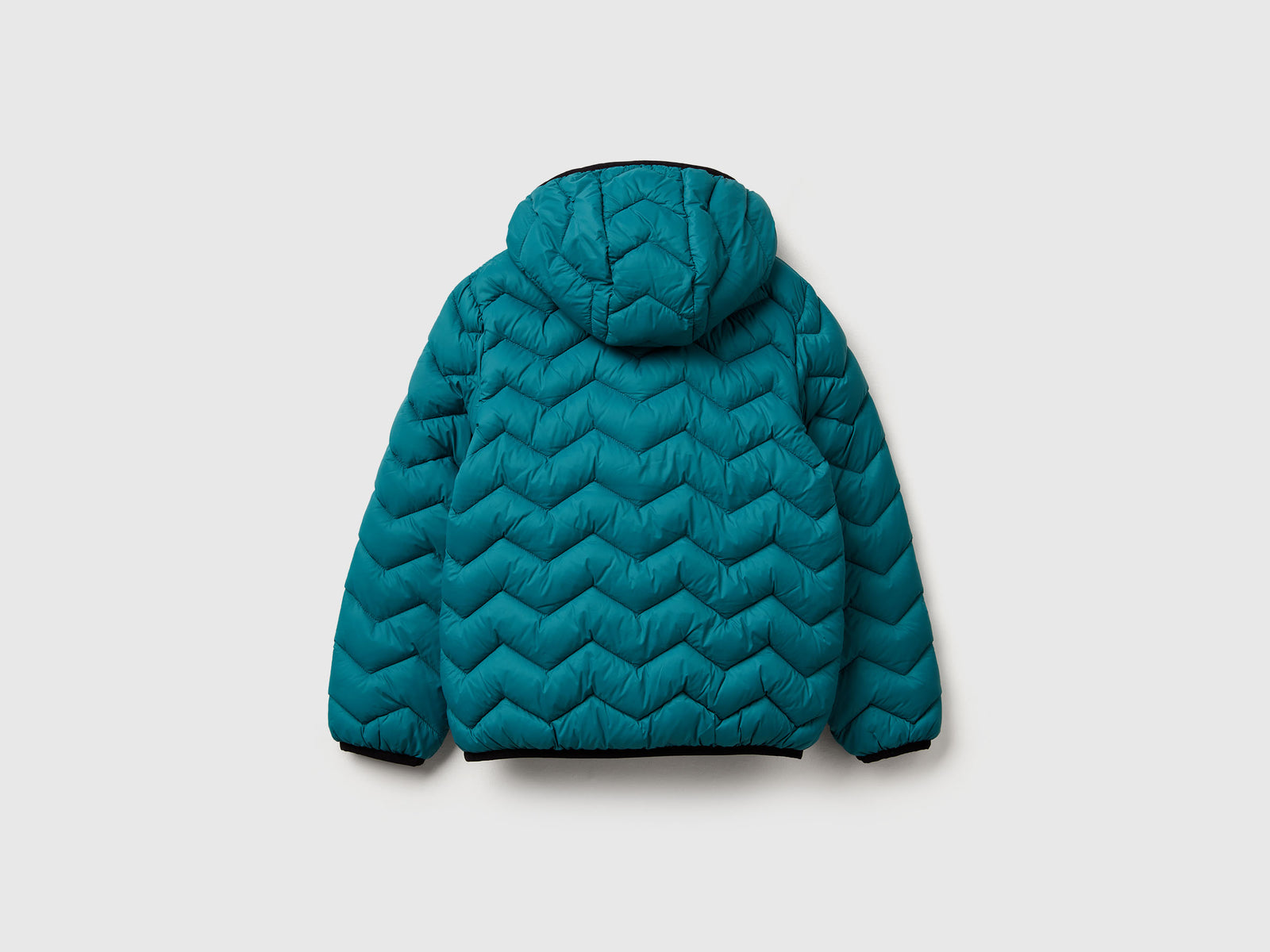 Giubbotto imbottito con cappuccio da bambino verde ottanio 2 | Benetton Outlet