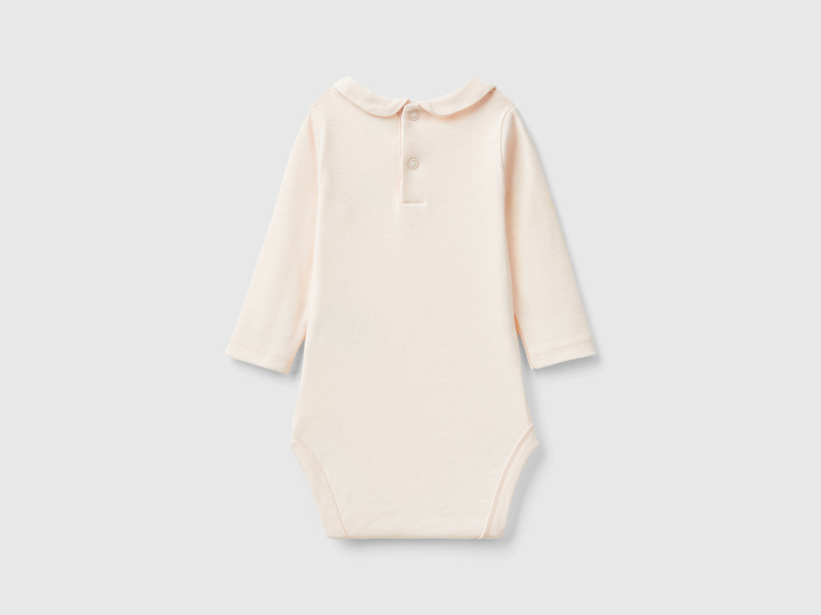 Body con colletto in cotone bio da neonato rosa tenue 2 | Benetton Outlet