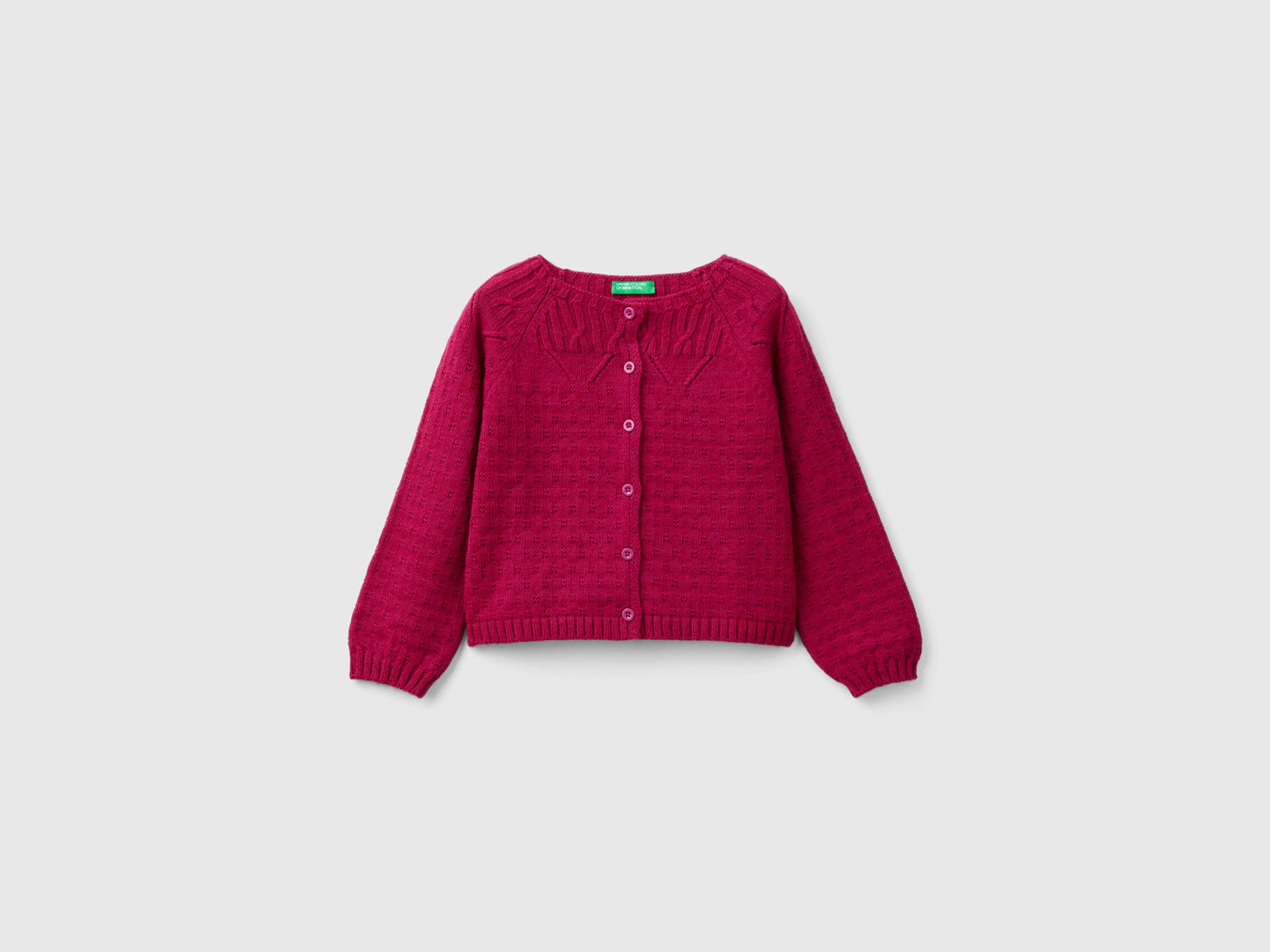 Cardigan con dettagli traforati da bimba ciclamino | Benetton Outlet
