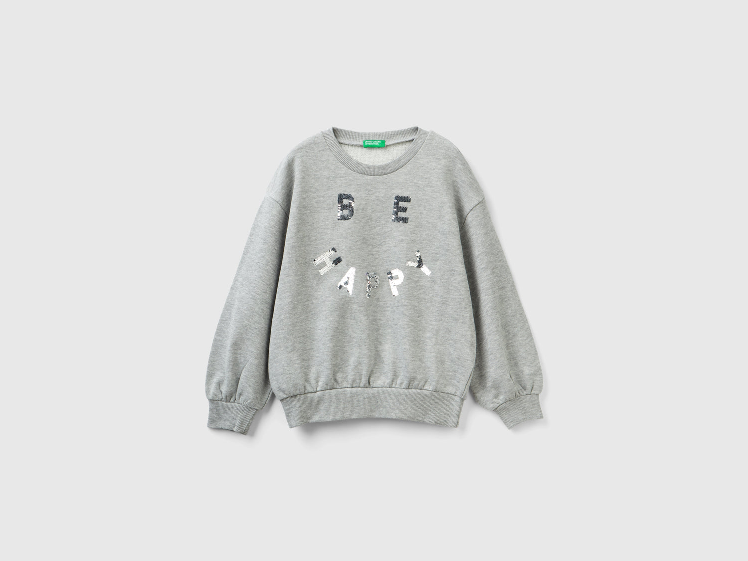 Felpa con paillettes reversibili da bambina grigio chiaro | Benetton Outlet