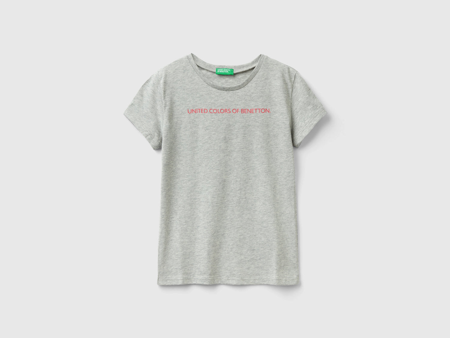 Maglietta con logo 100% cotone da bambina grigio chiaro | Benetton Outlet
