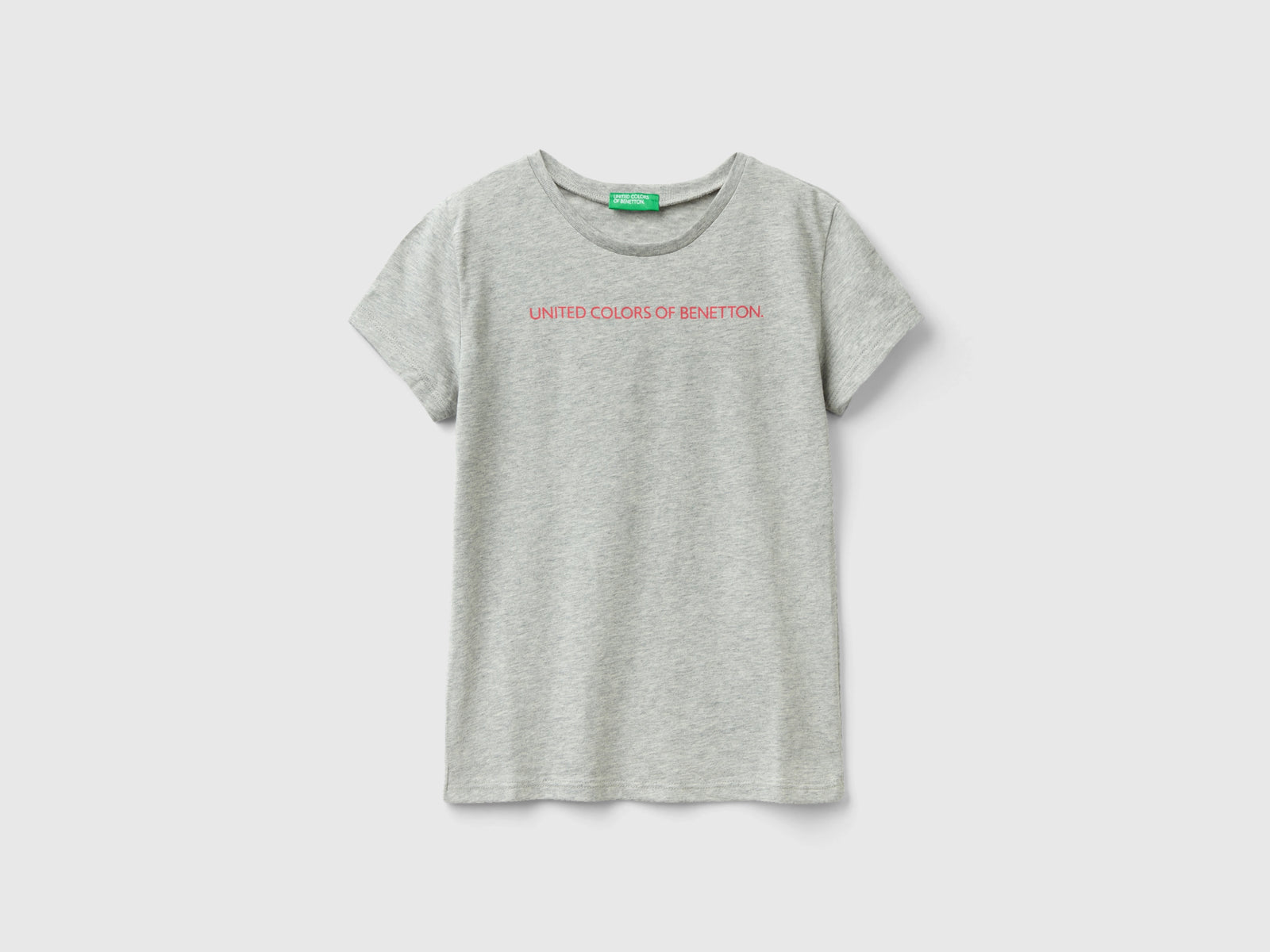Maglietta con logo 100% cotone da bambina grigio chiaro | Benetton Outlet