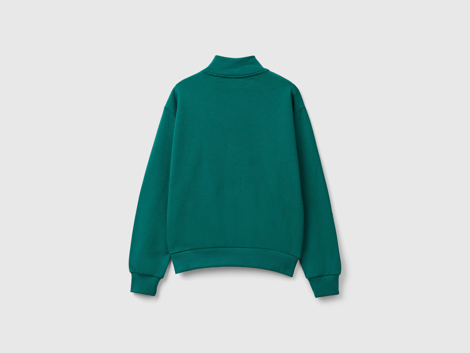 Felpa con zip e colletto da bambina verde scuro 2 | Benetton Outlet