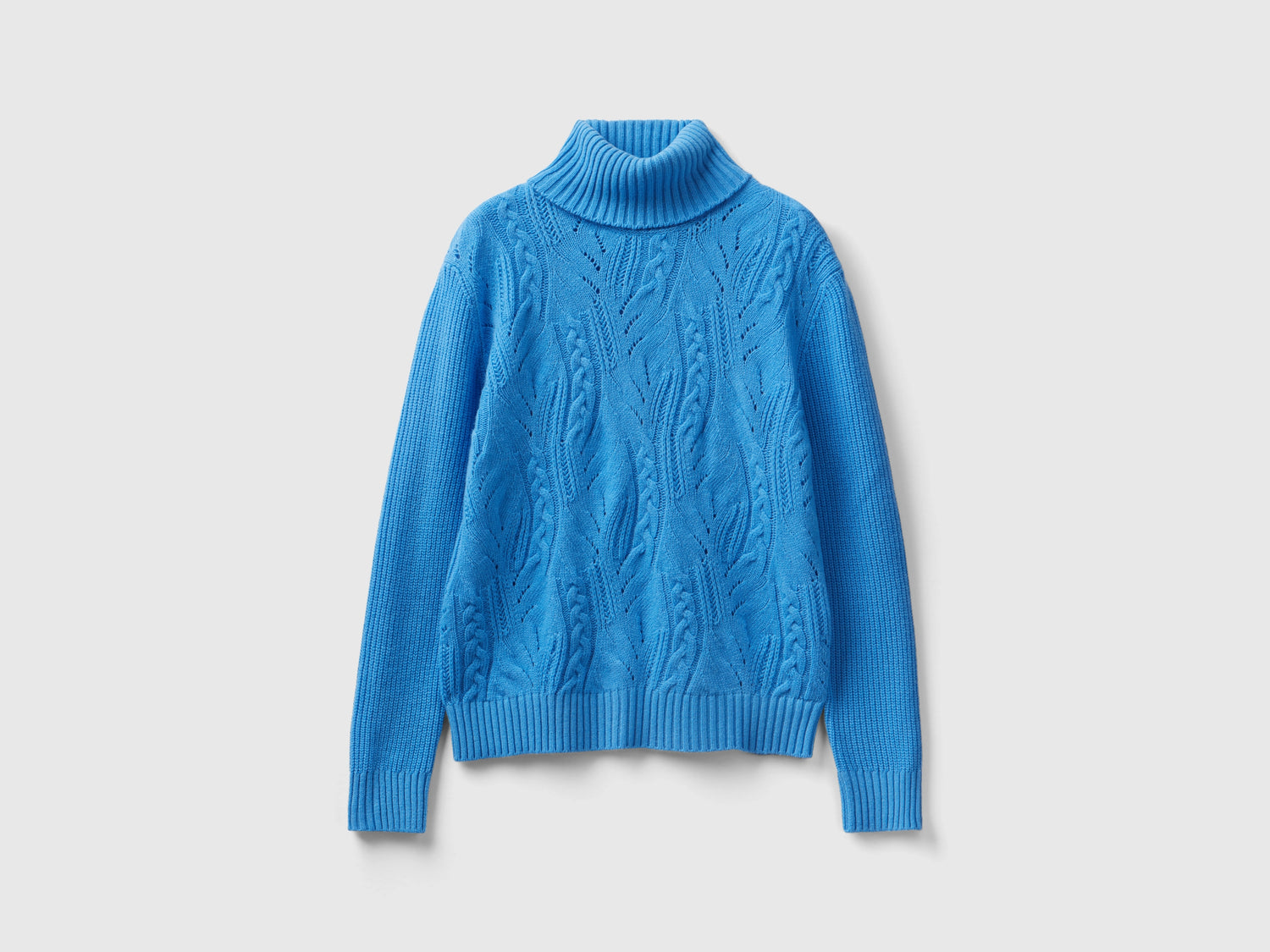 Maglione dolcevita lavorato da donna azzurro | Benetton Outlet