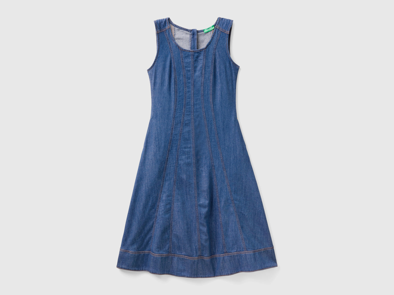 Vestito sciancrato in chambray da donna blu | Benetton Outlet