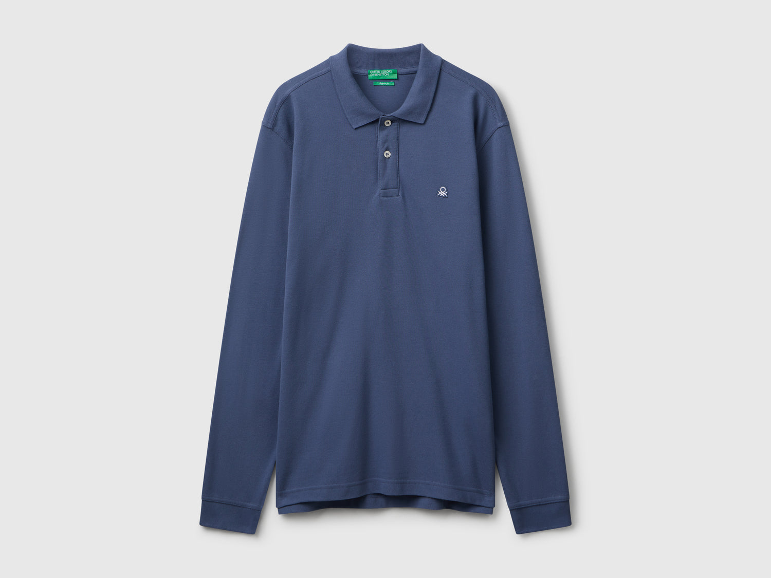 Polo a manica lunga in cotone da uomo avio | Benetton Outlet