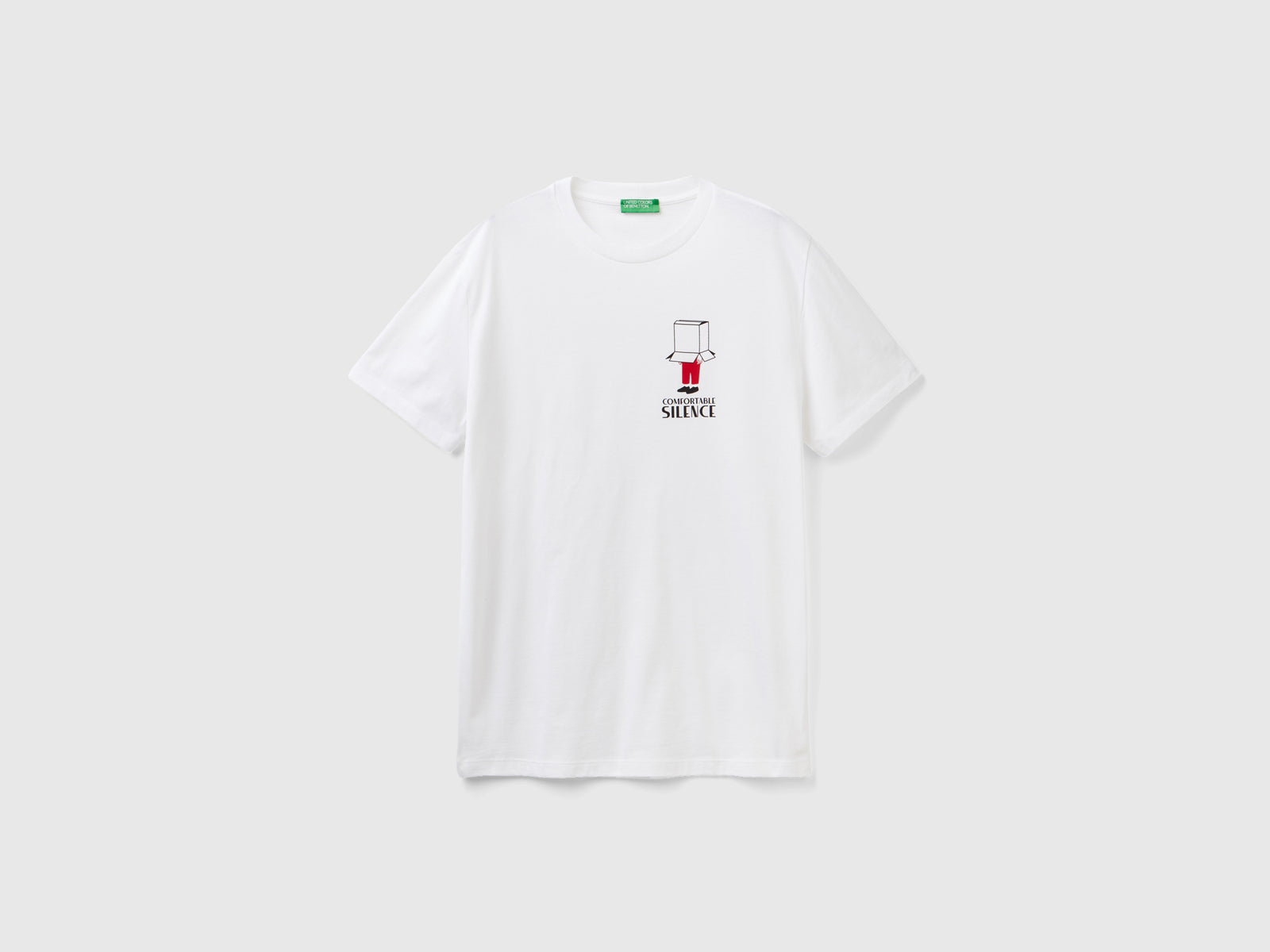 Maglietta manica corta con stampa da uomo bianco | Benetton Outlet