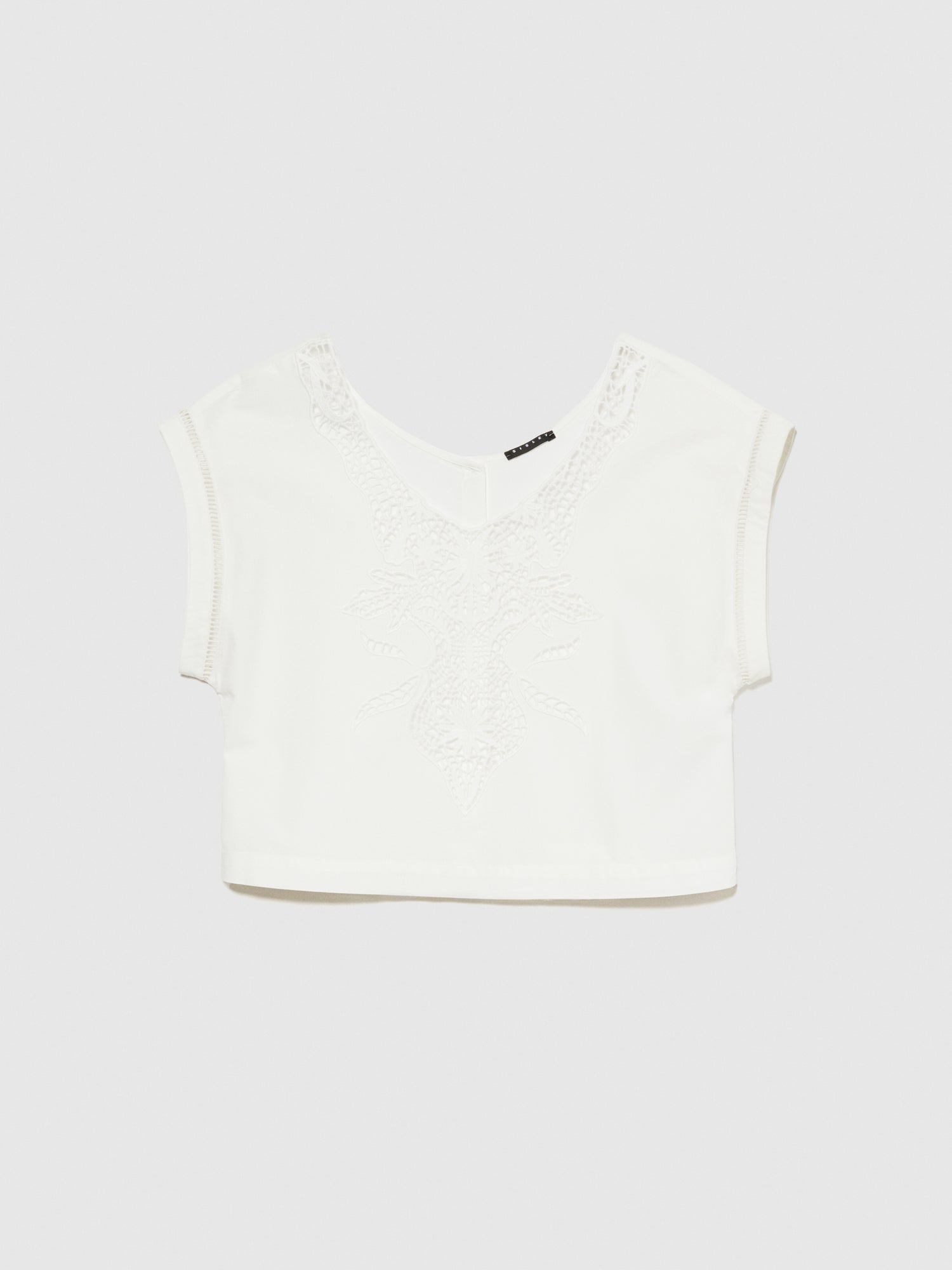 Blusa cropped con crochet da donna bianco | Sisley Outlet