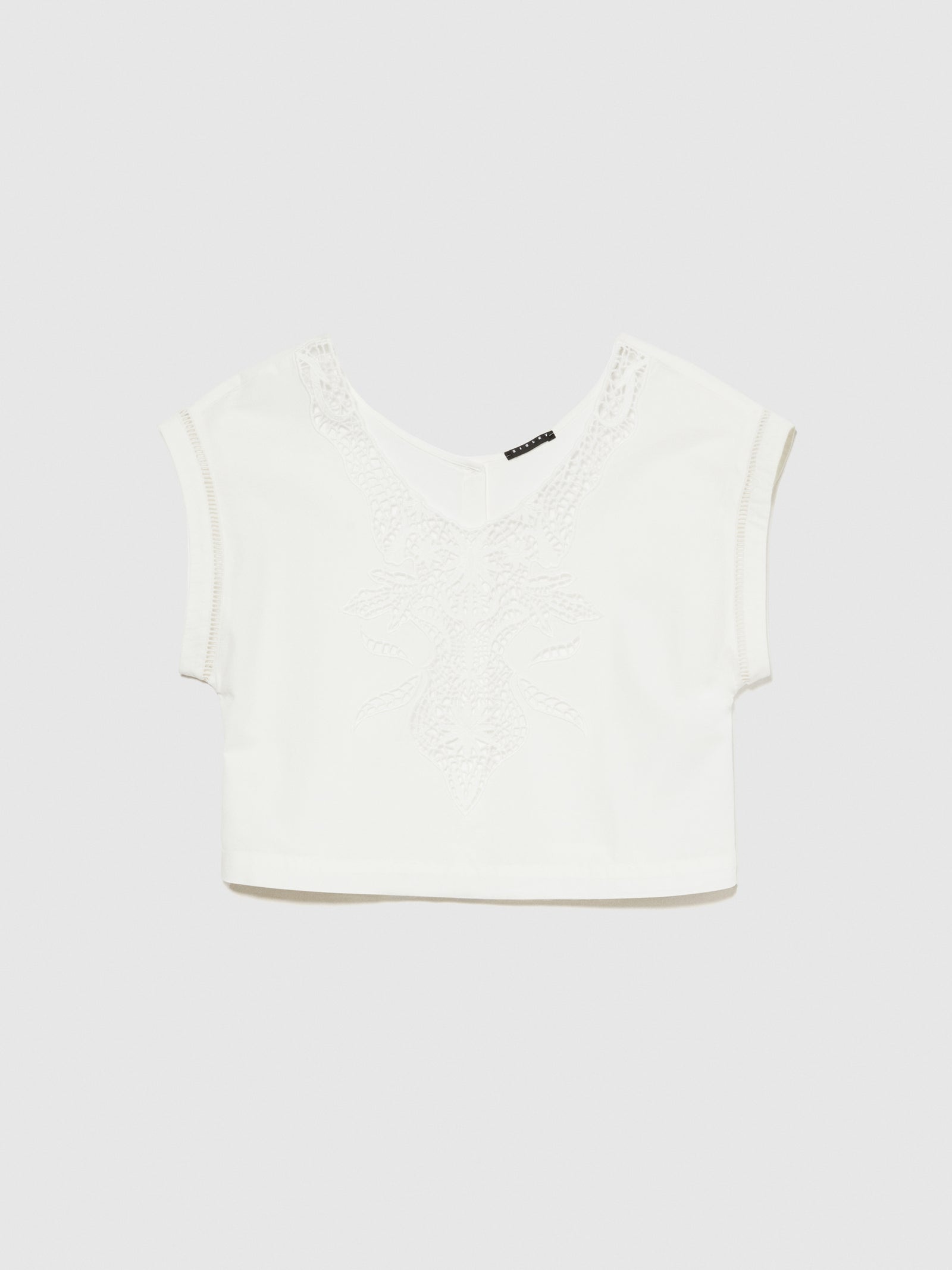 Blusa cropped con crochet da donna bianco | Sisley Outlet