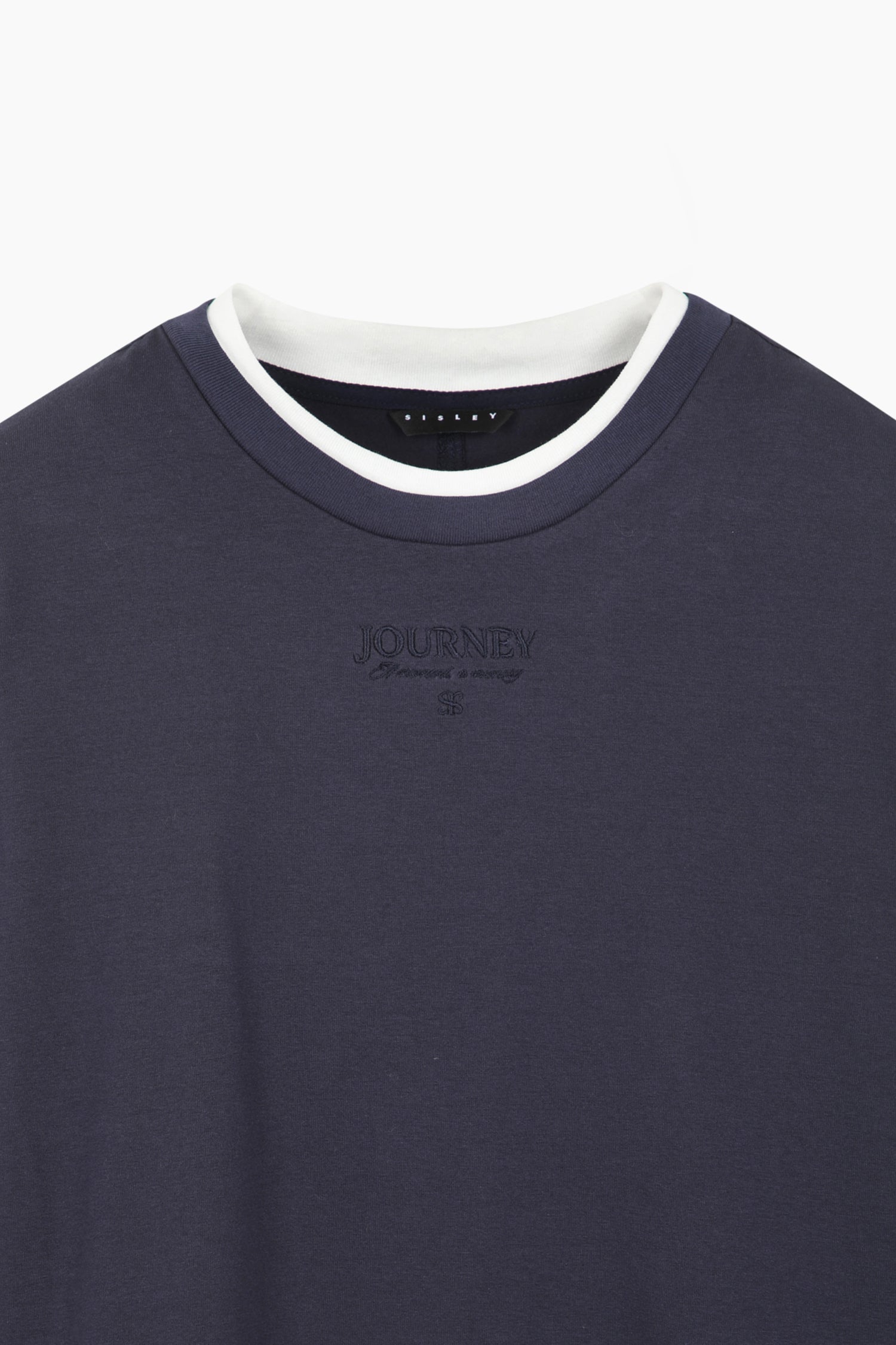 T-shirt con contrasto e ricamo da donna blu scuro 3 | Sisley Outlet