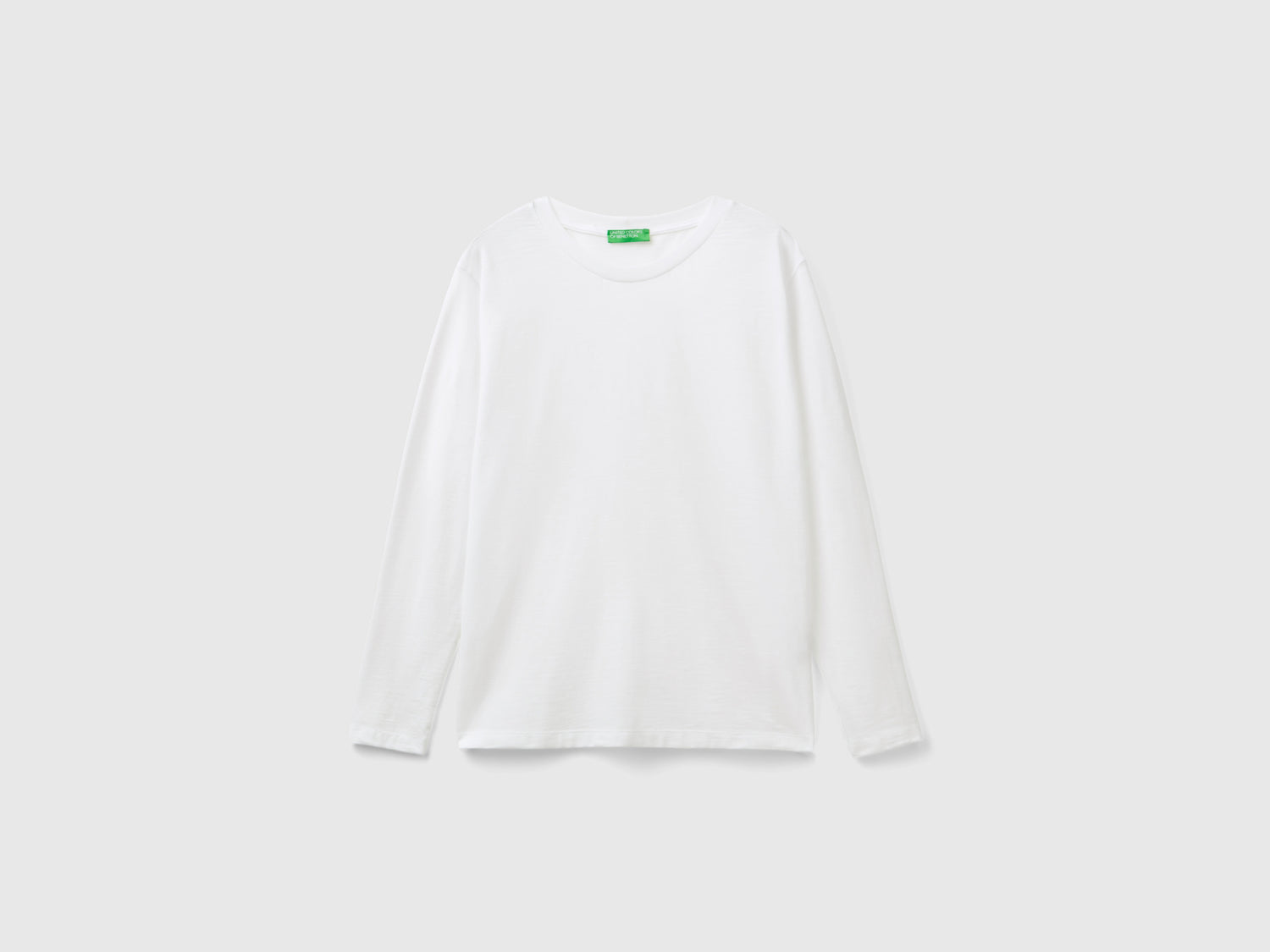 T-shirt manica lunga in cotone leggero da donna bianco | Benetton Outlet