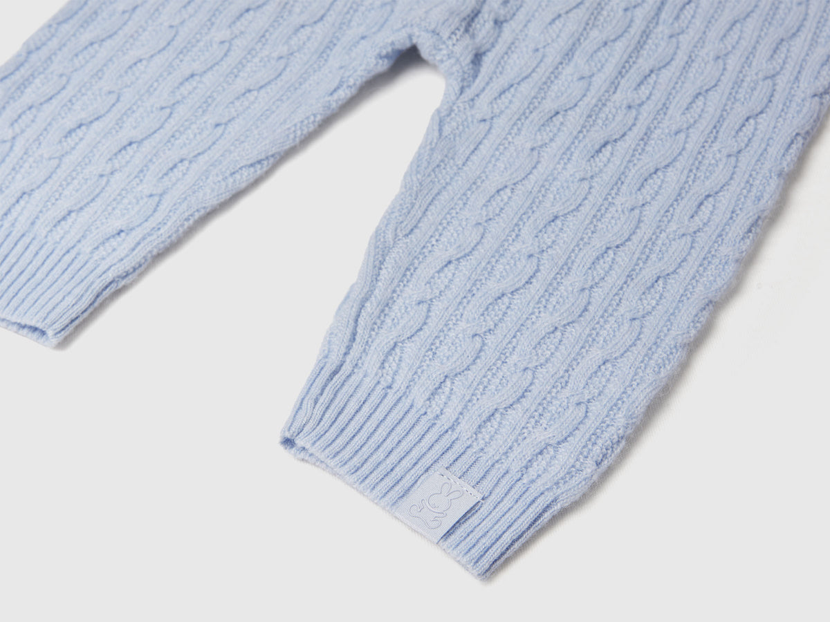 Pantaloni con trecce in misto lana