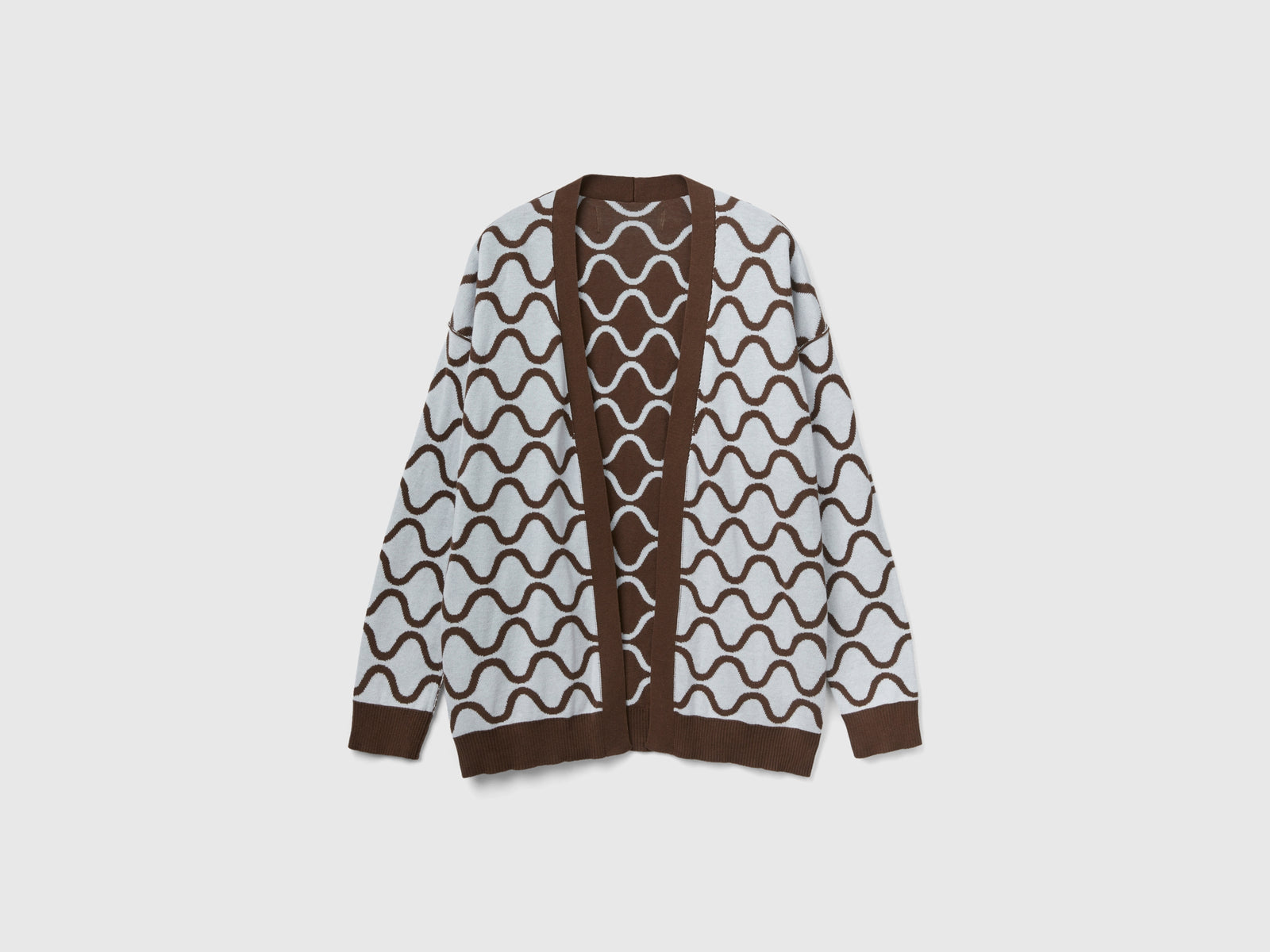 Cardigan reversibile con motivo onde da donna marrone scuro 3 | Benetton Outlet
