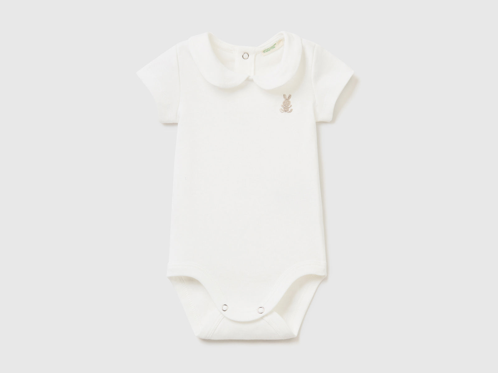 Body con colletto in cotone biologico da neonato bianco panna | Benetton Outlet