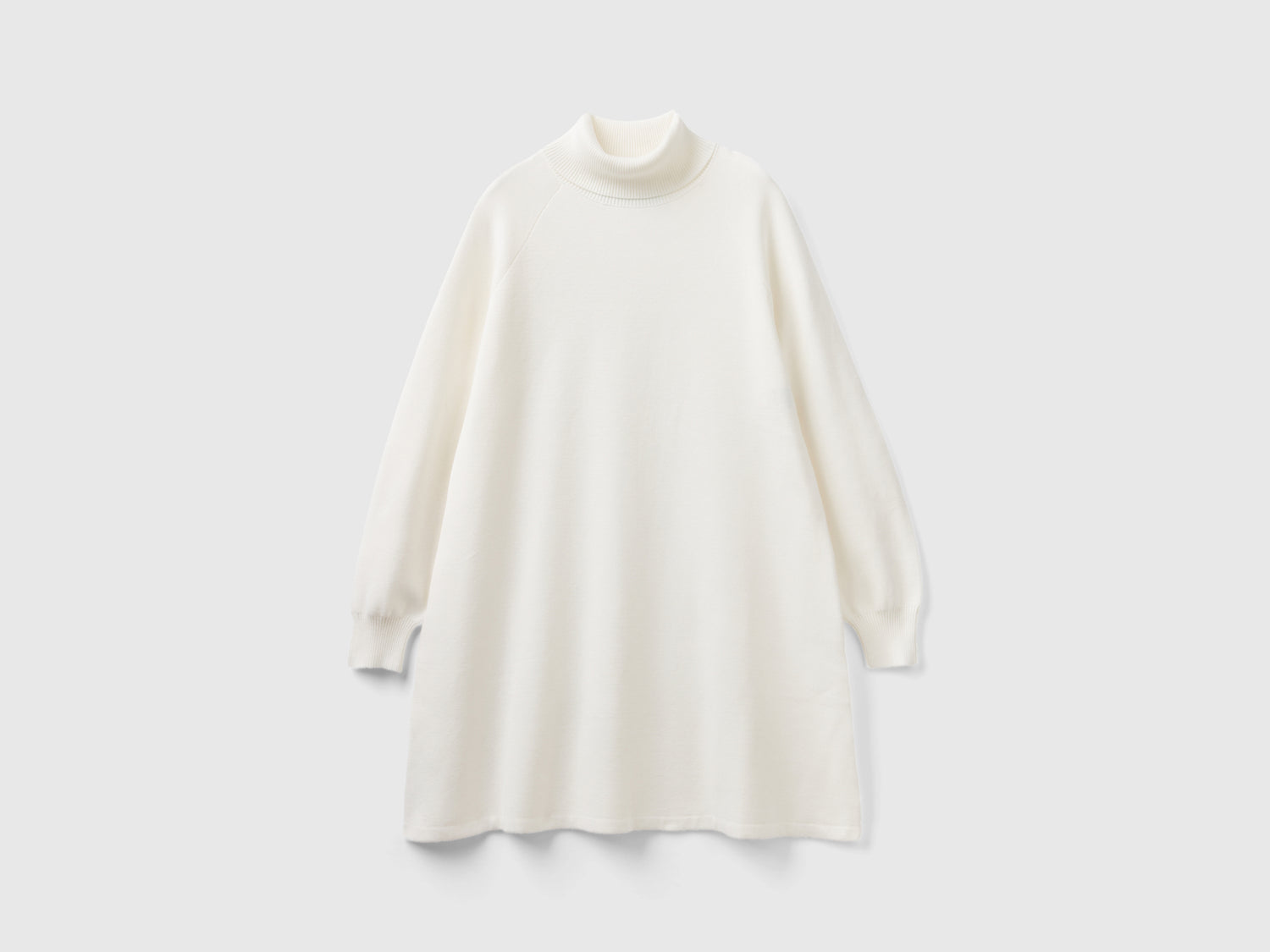 Abito in maglia con collo alto da donna bianco panna | Benetton Outlet