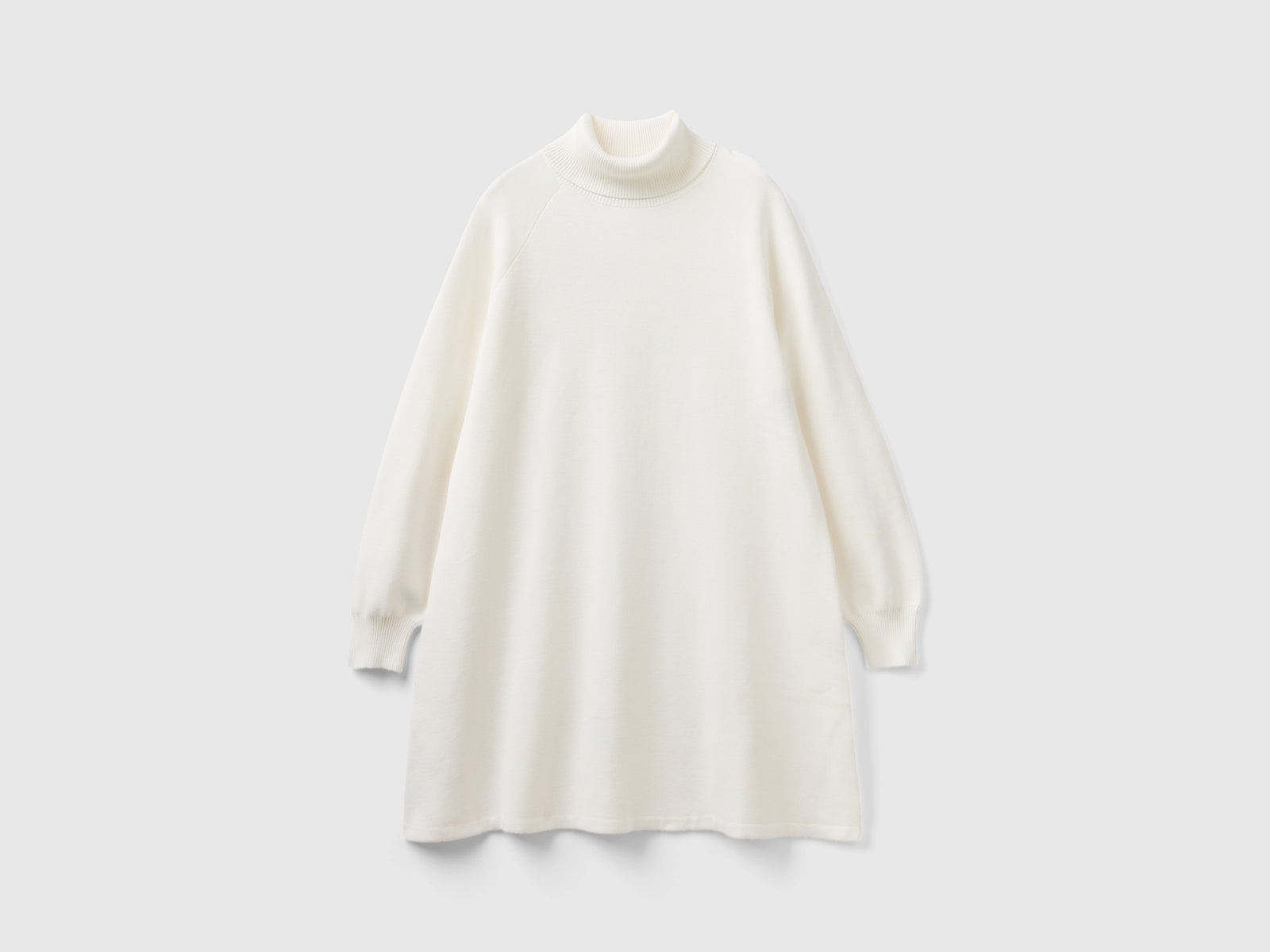 Abito in maglia con collo alto da donna bianco panna | Benetton Outlet