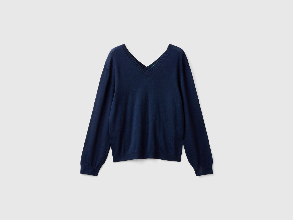 Maglia scollo a V in pura lana Merino