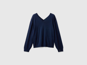 Maglia scollo a V in pura lana Merino
