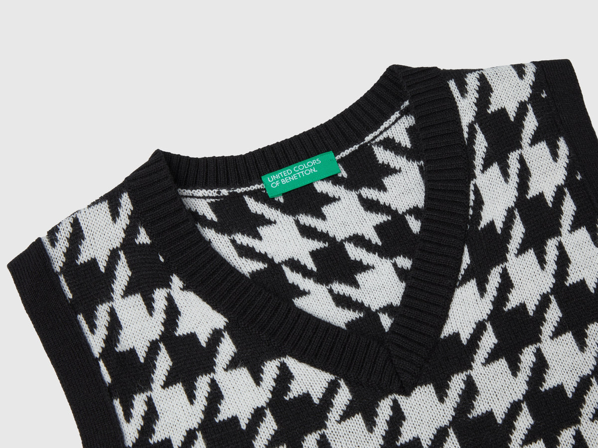 Gilet cropped pied de poule