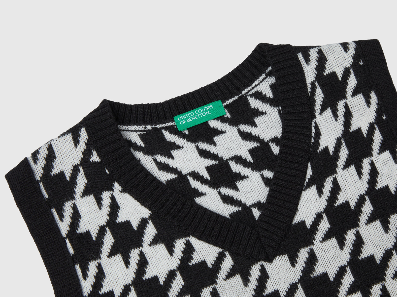 Gilet cropped pied de poule da bambina nero 2 | Benetton Outlet