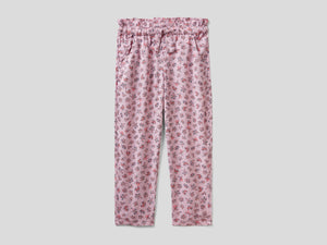 Pantaloni paperbag a fiori