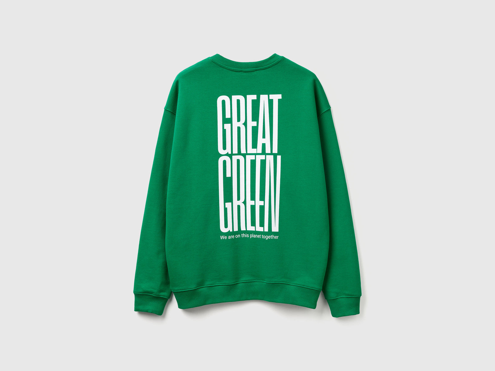 Felpa relaxed fit con stampa da uomo verde 2 | Benetton Outlet