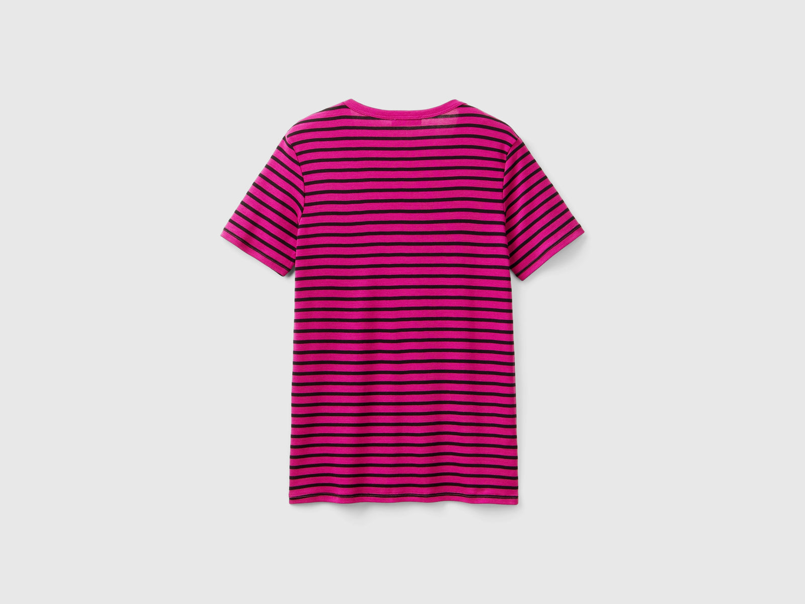T-shirt girocollo a righe da donna ciclamino 2 | Benetton Outlet