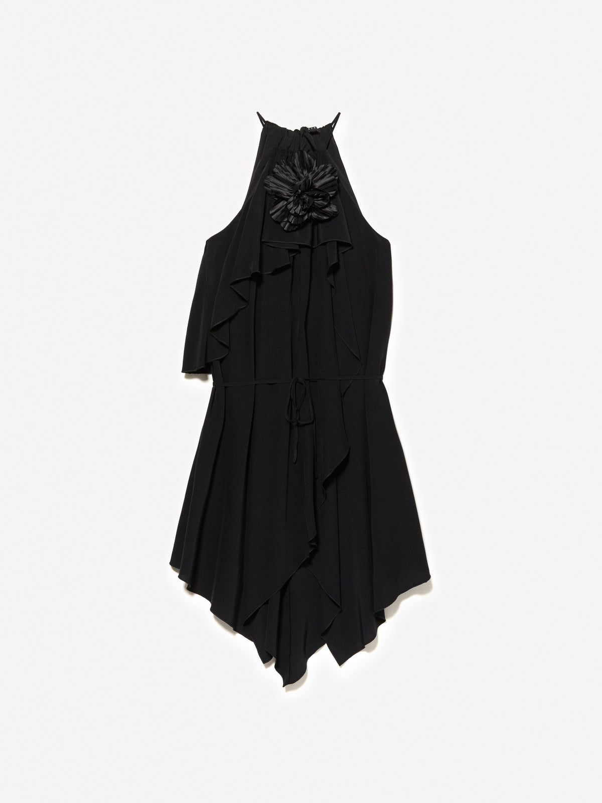 Vestito corto con maxi spilla