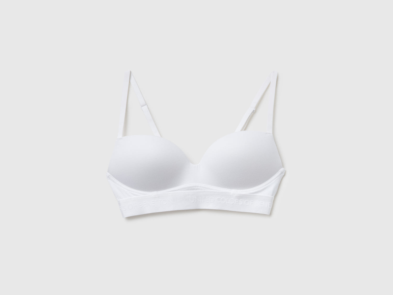 Reggiseno imbottito in cotone stretch da donna bianco | Benetton Outlet