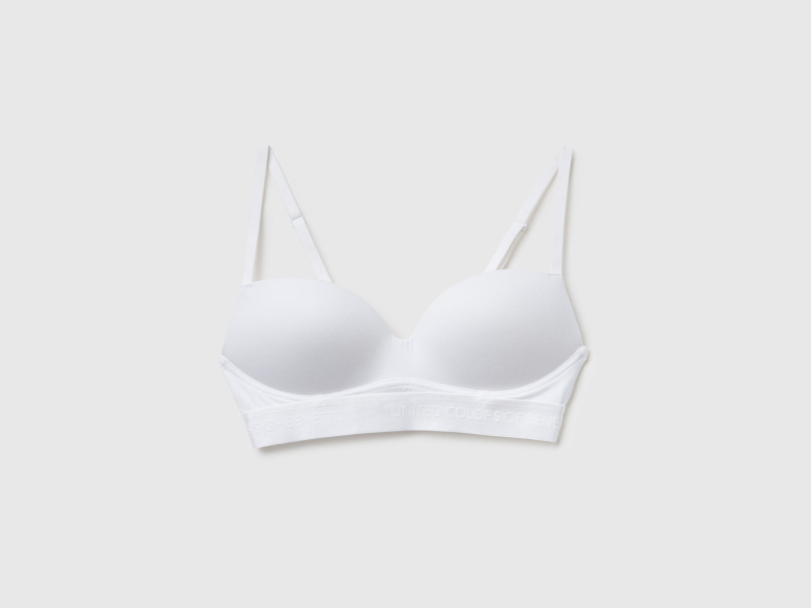 Reggiseno imbottito in cotone stretch da donna bianco | Benetton Outlet