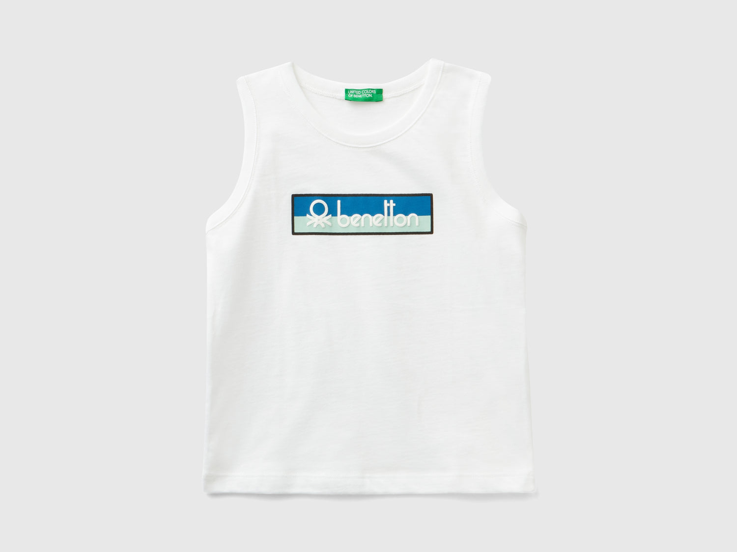 Canotta 100% cotone bio con logo da bimbo bianco | Benetton Outlet