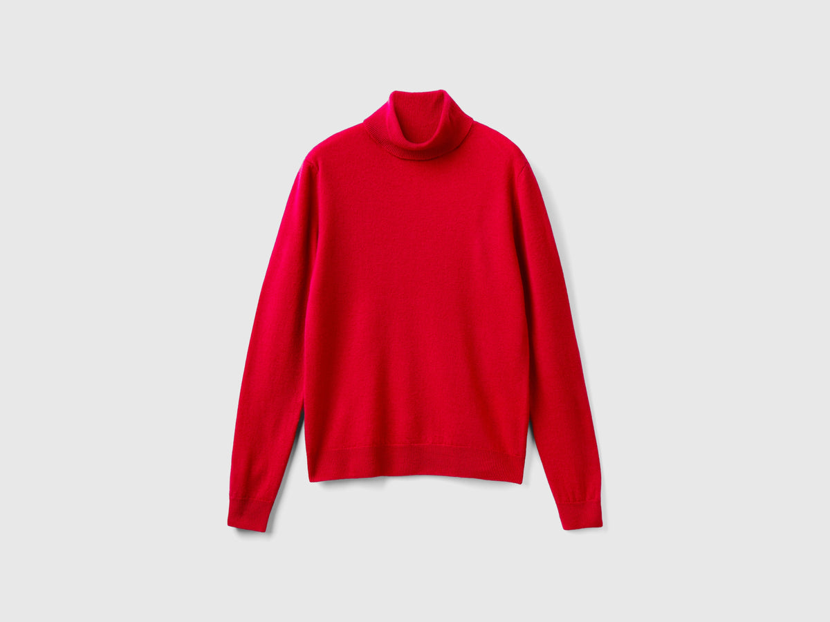 Plum pure Merino wool turtleneck sweater