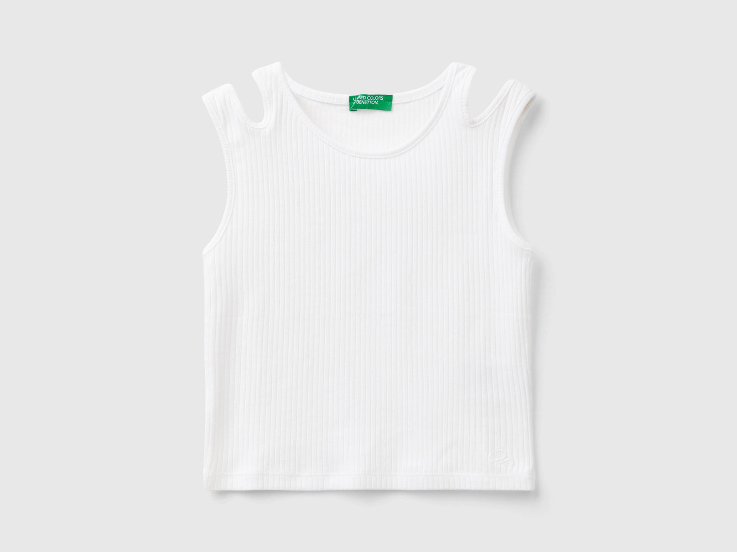 Canotta cut out a costine da bambina bianco | Benetton Outlet