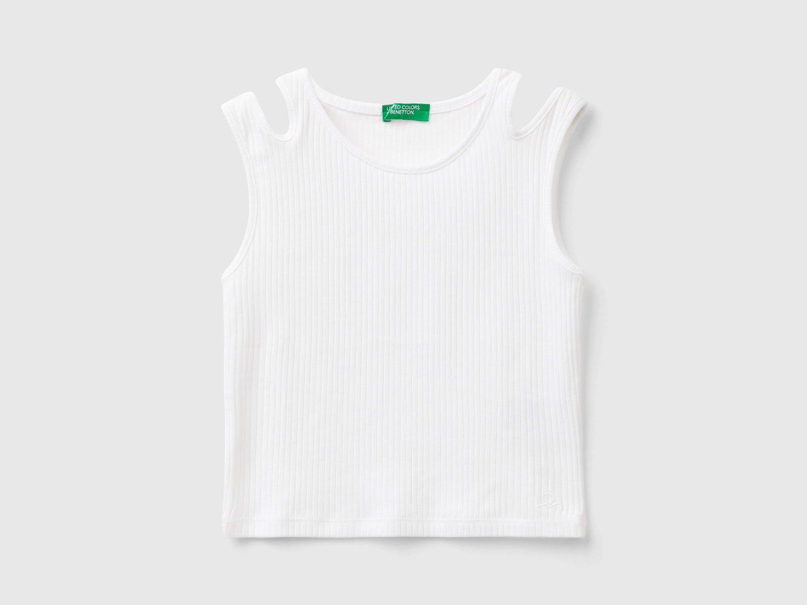 Canotta cut out a costine da bambina bianco | Benetton Outlet