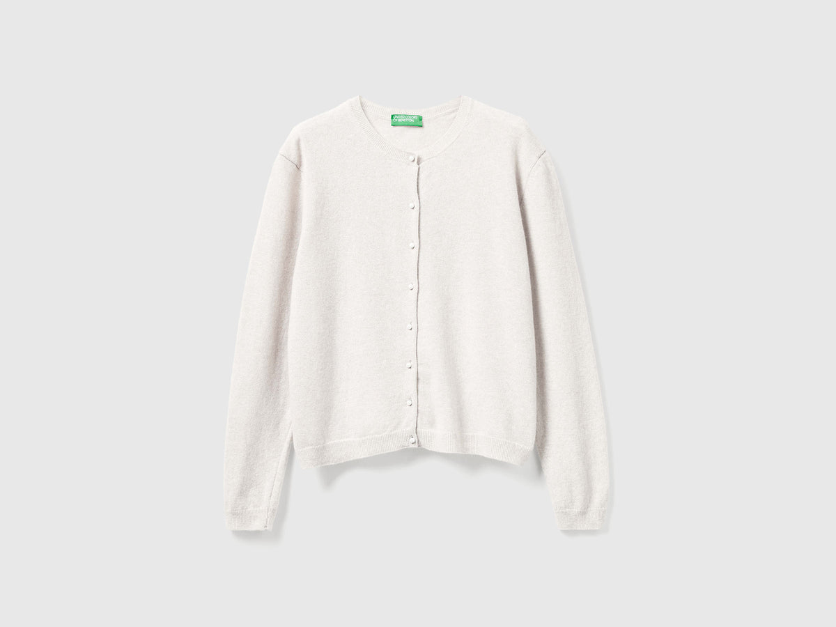Cardigan panna in pura lana Merino