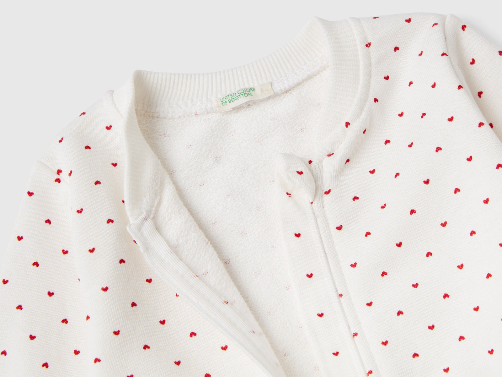Felpa fantasia con zip da neonato bianco 2 | Benetton Outlet