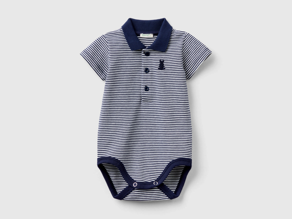Body a polo in cotone elasticizzato