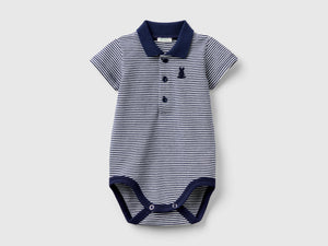 Body a polo in cotone elasticizzato