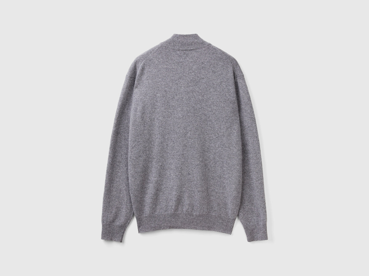Cardigan con zip in pura lana Merino