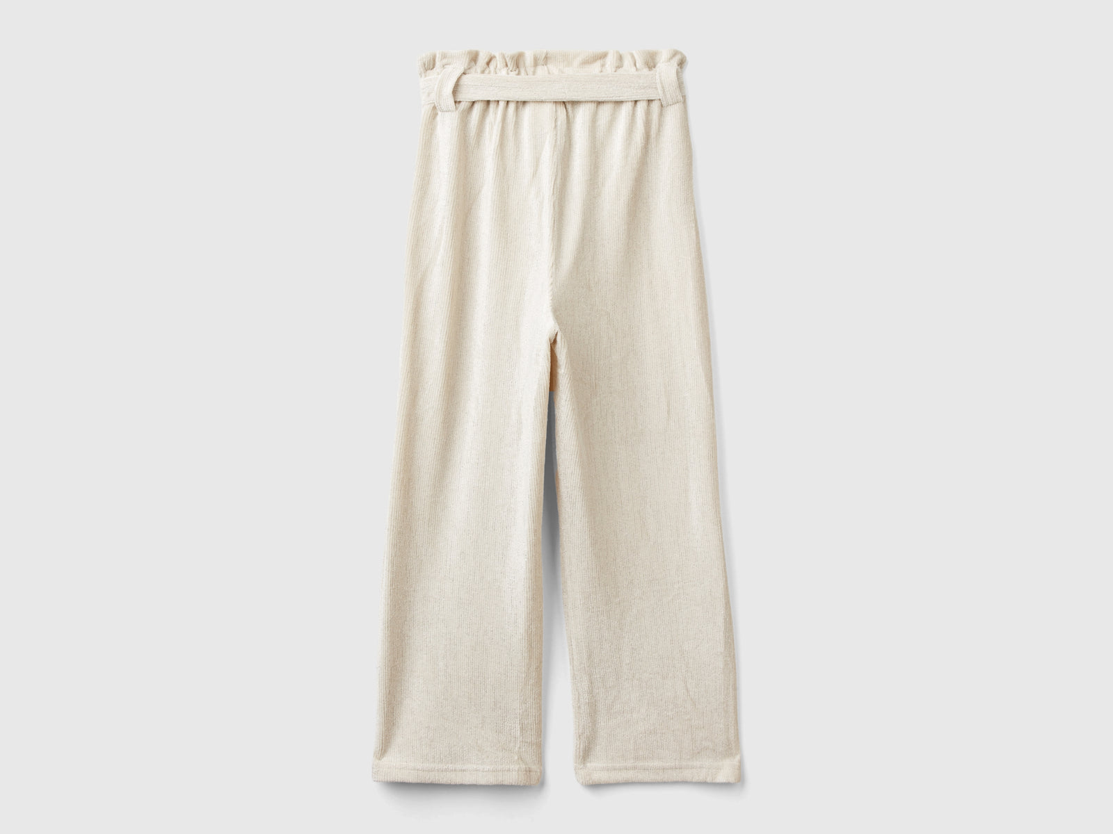 Pantaloni wide fit con lurex da bambina bianco panna 2 | Benetton Outlet