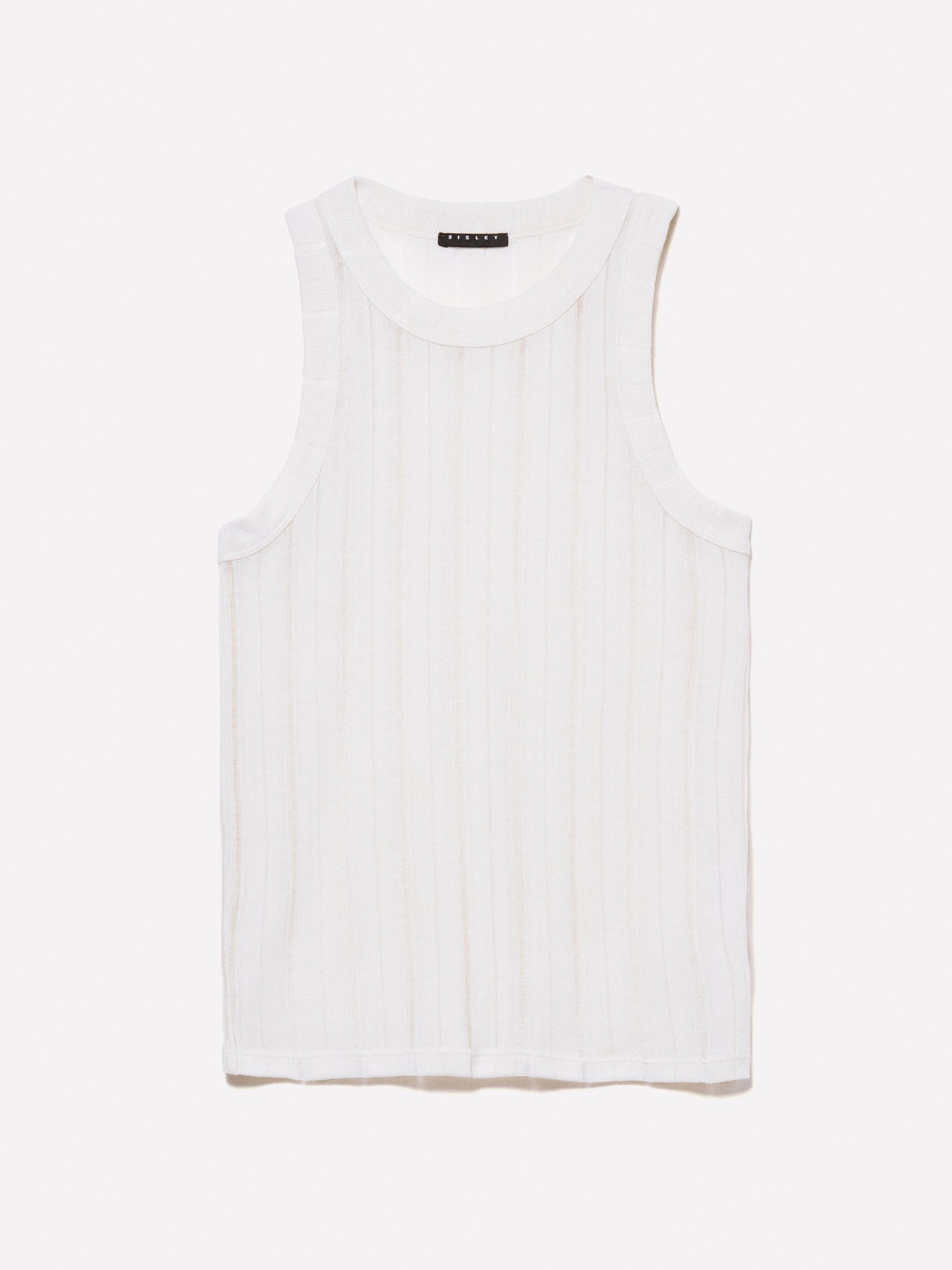 Canotta slim fit a costine da donna bianco | Sisley Outlet