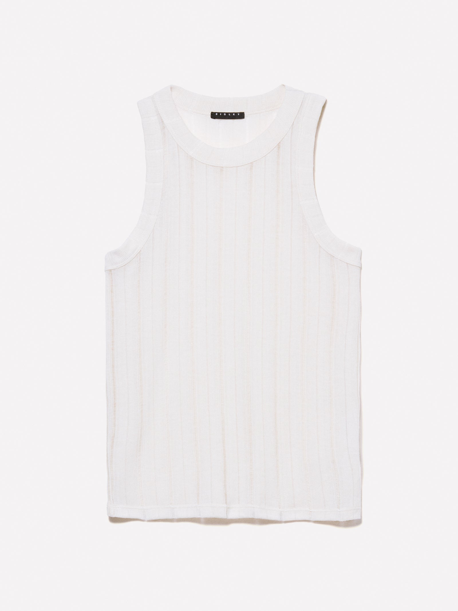 Canotta slim fit a costine da donna bianco | Sisley Outlet