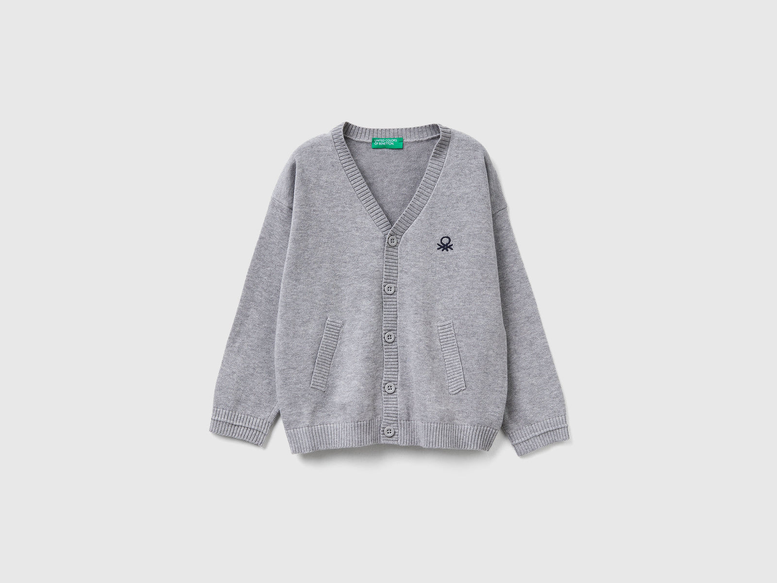 Cardigan con scollo a V da bimbo grigio chiaro | Benetton Outlet