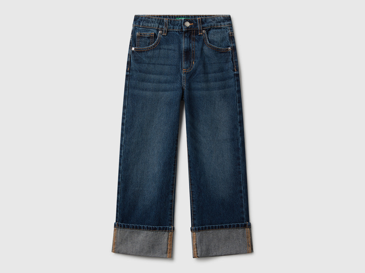 Jeans straight con risvolto
